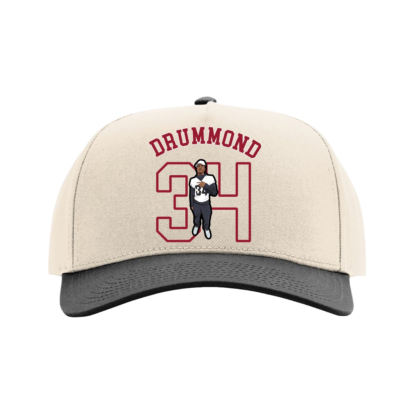 Full Fabric Five-Panel Champ Cap — Shirsey Arch in Cream/Black