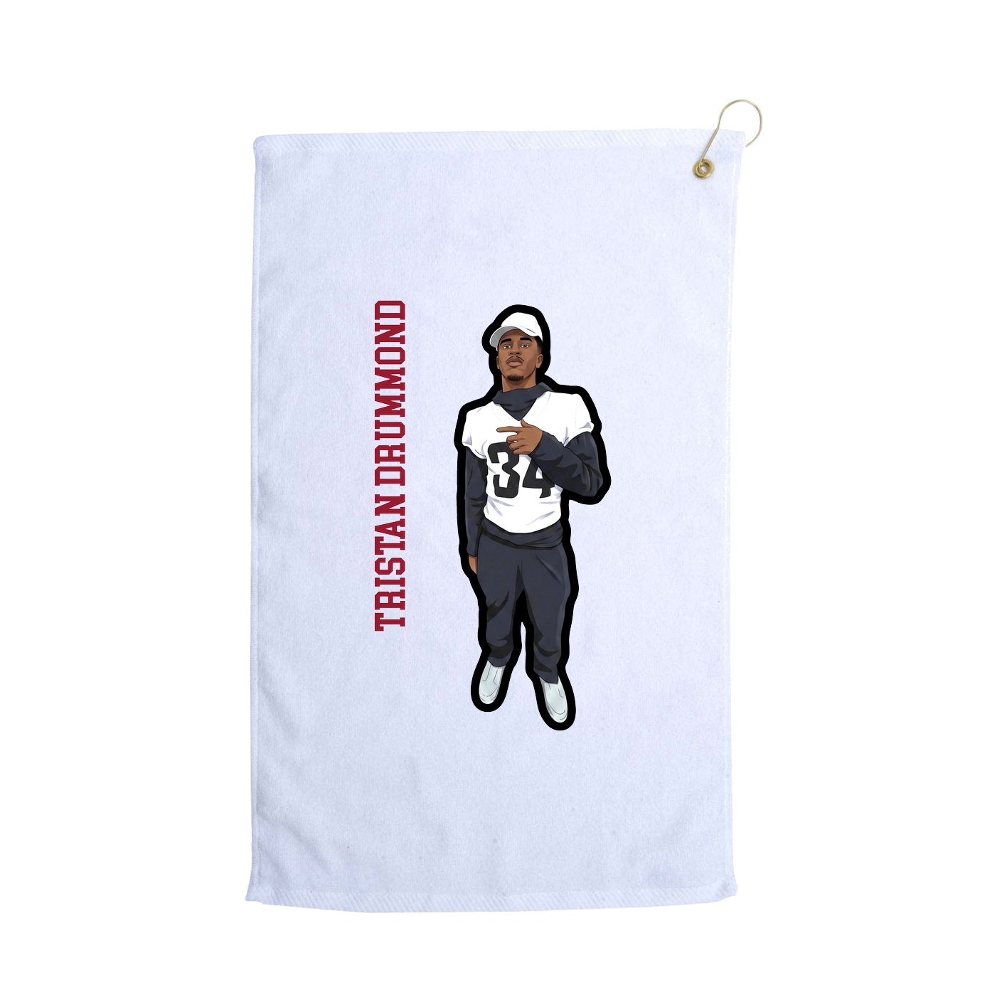 Golf Towel — Name Vertical in White