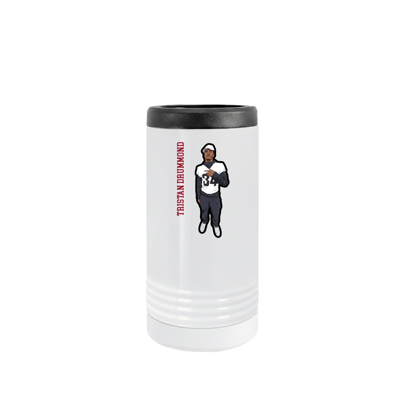 Slim Beverage Holder — Name Vertical in White