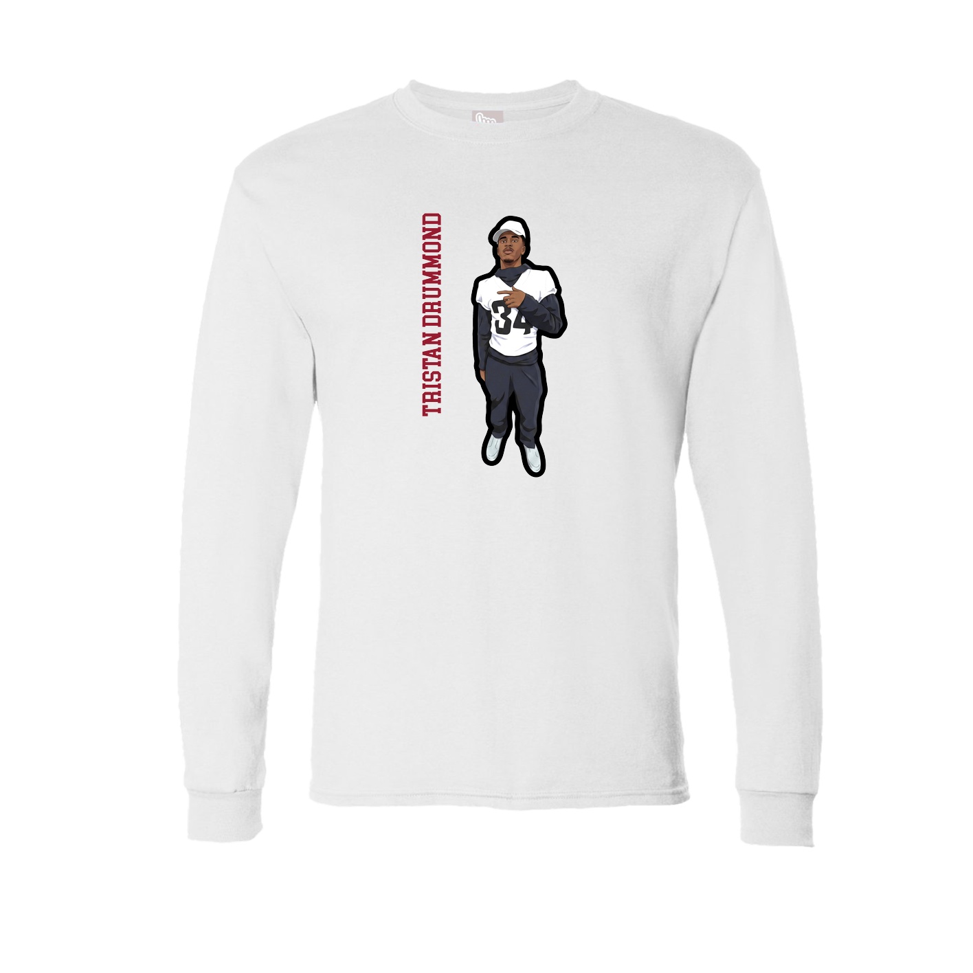 Long Sleeve Tee — Name Vertical in White