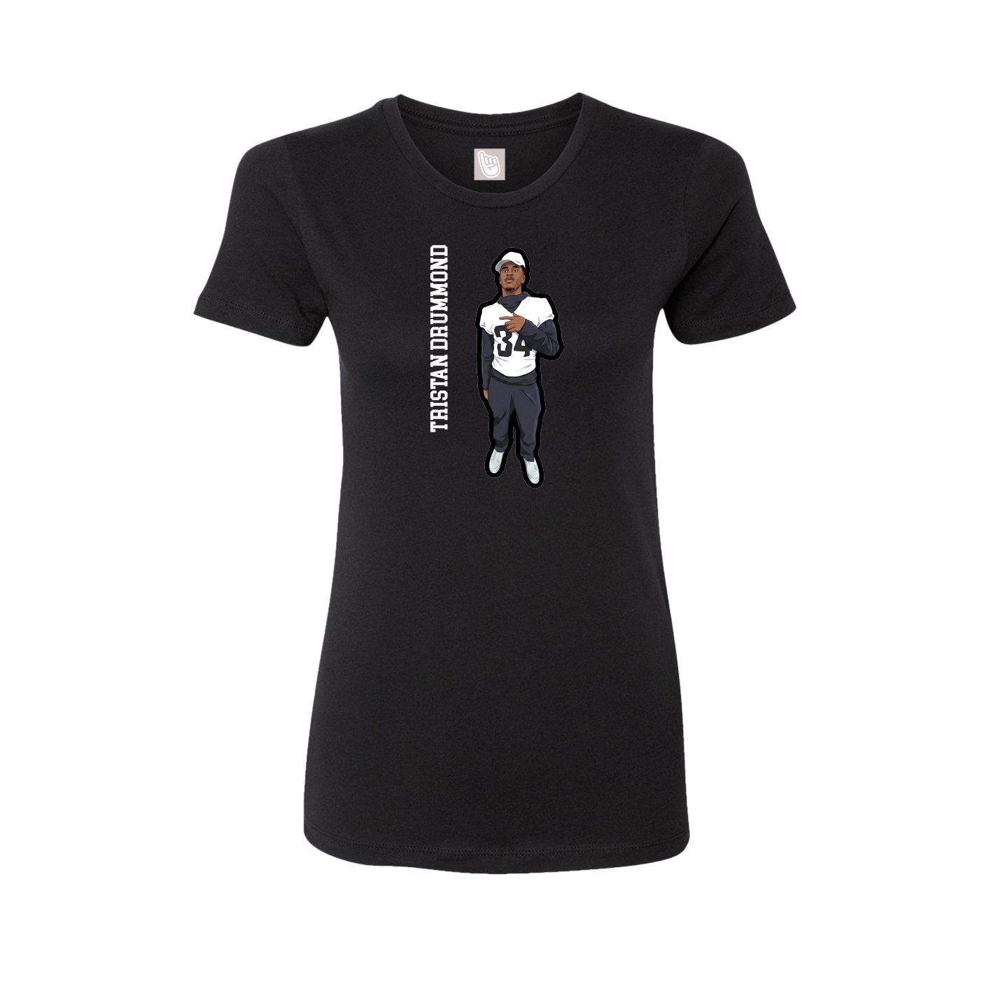 Fitted Women's Tee — Name Vertical in Black