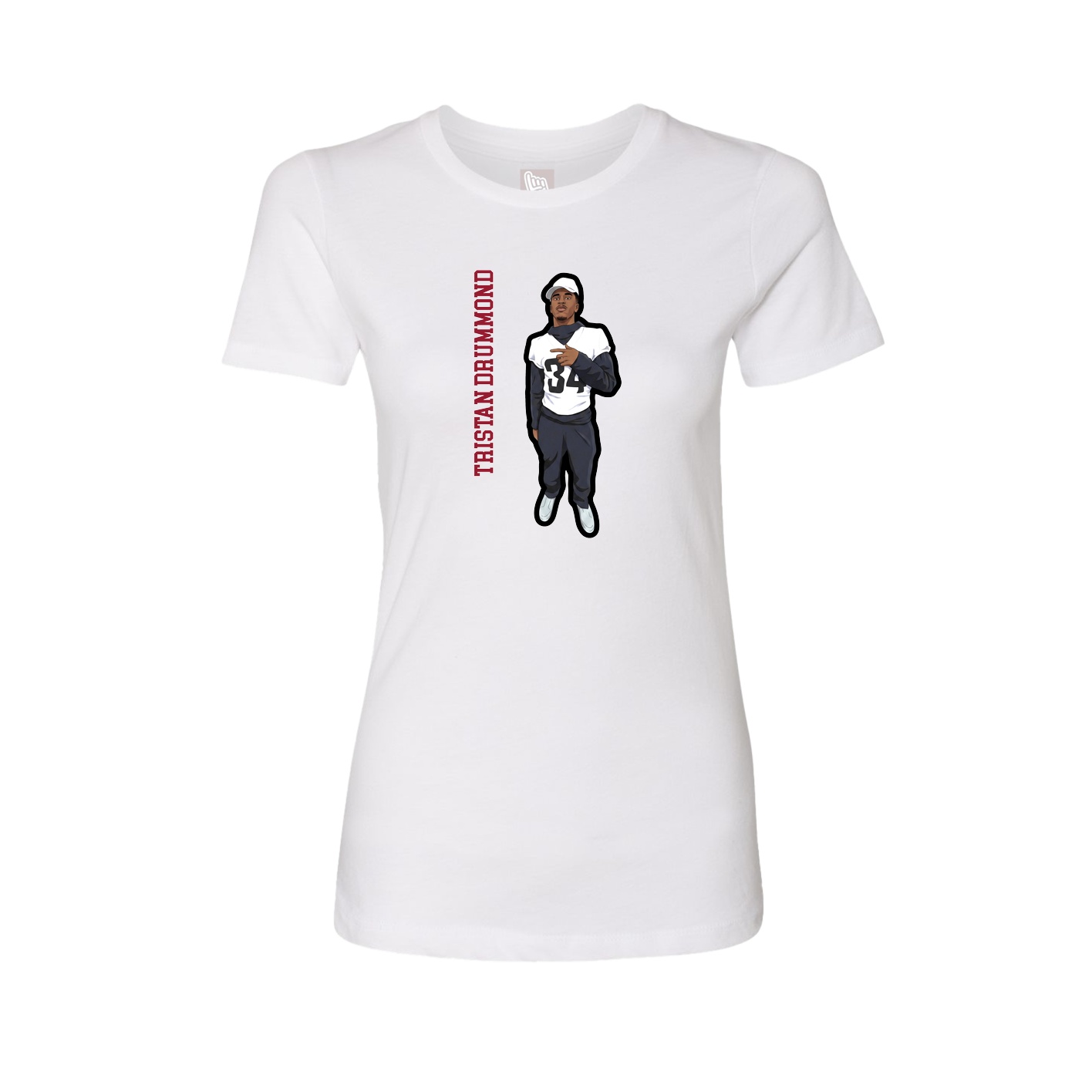 Womens Tee — Name Vertical in White