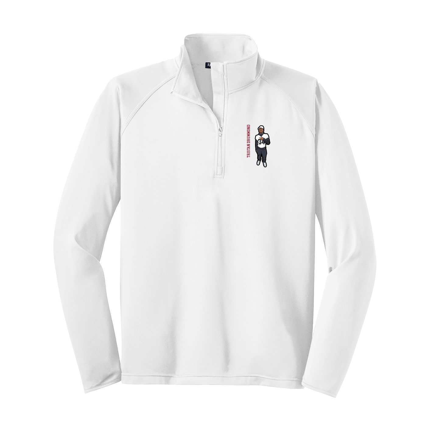 Q-Zip Pullover — Name Vertical in White