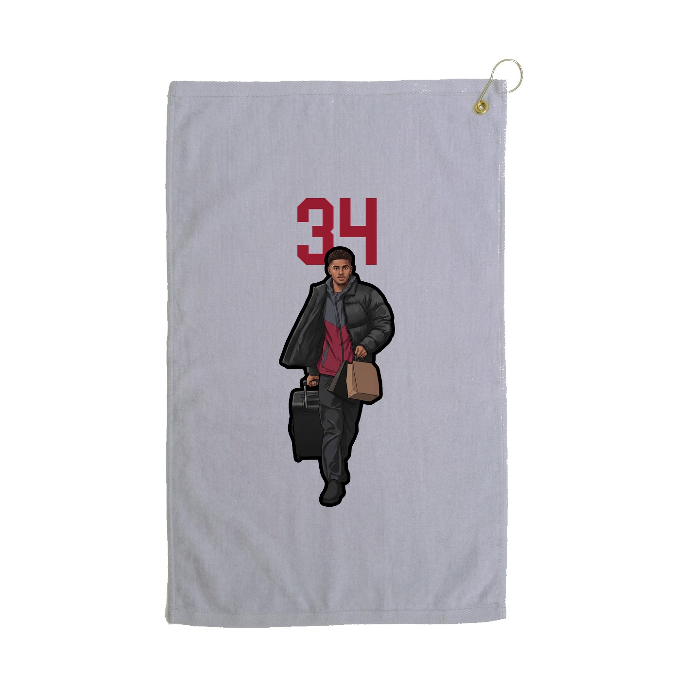 Golf Towel — Number Top in Grey