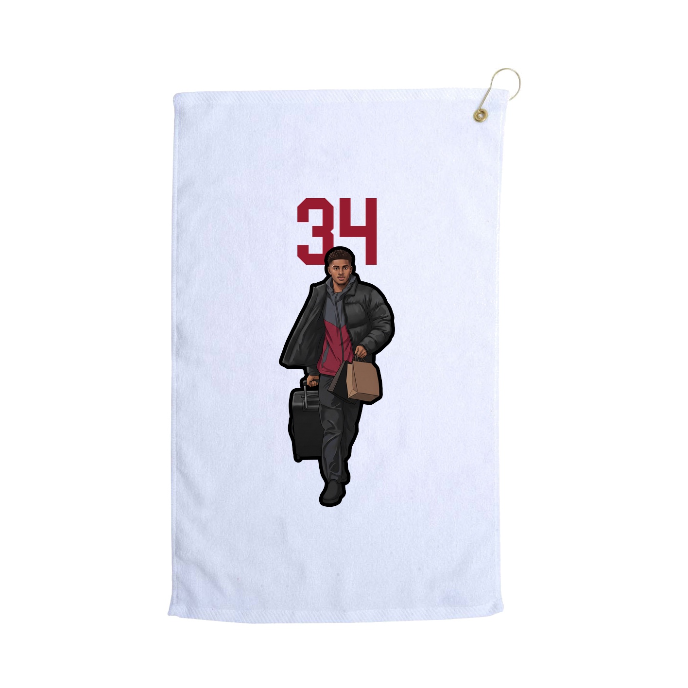 Golf Towel — Number Top in White