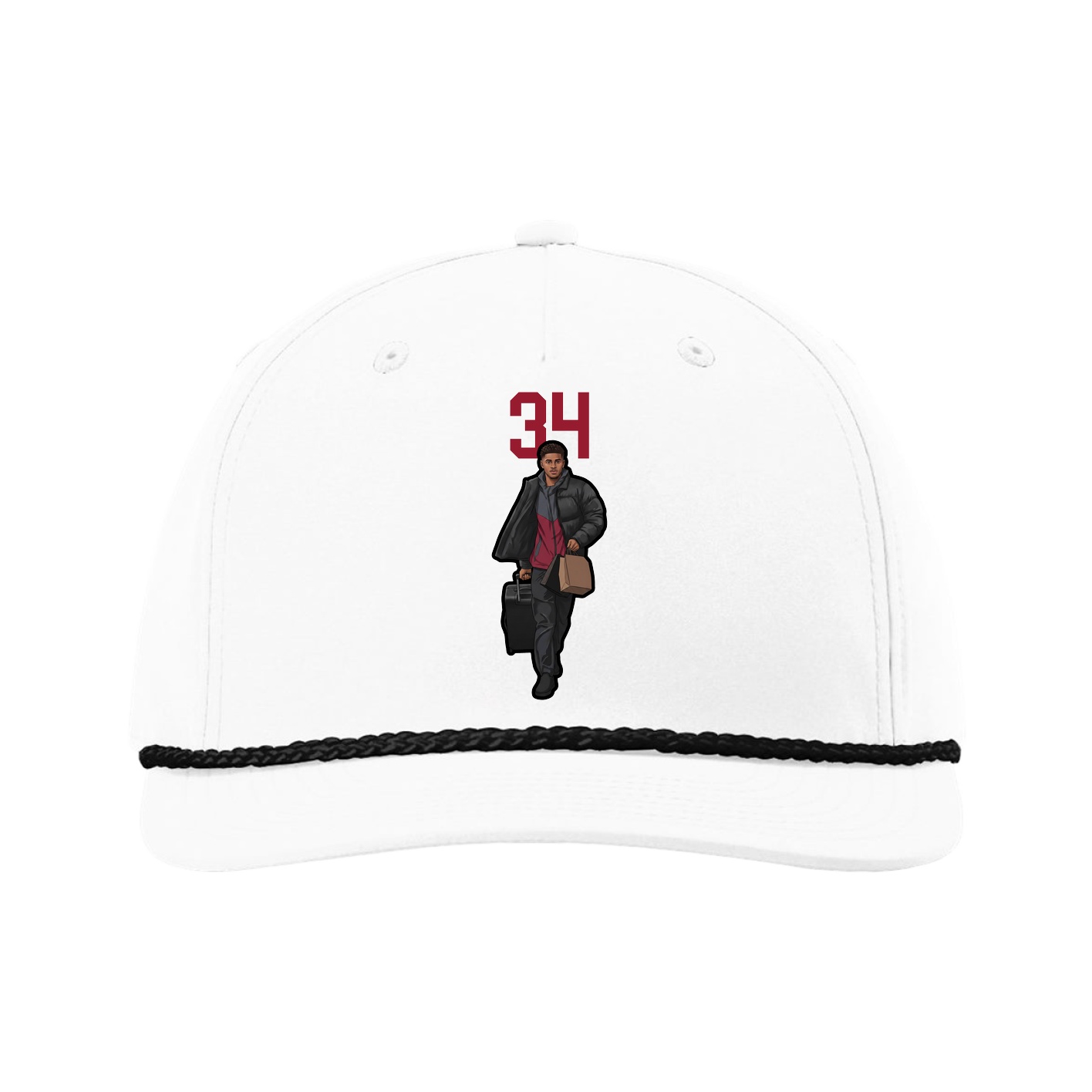 Five-Panel Classic Rope Cap — Number Top in White