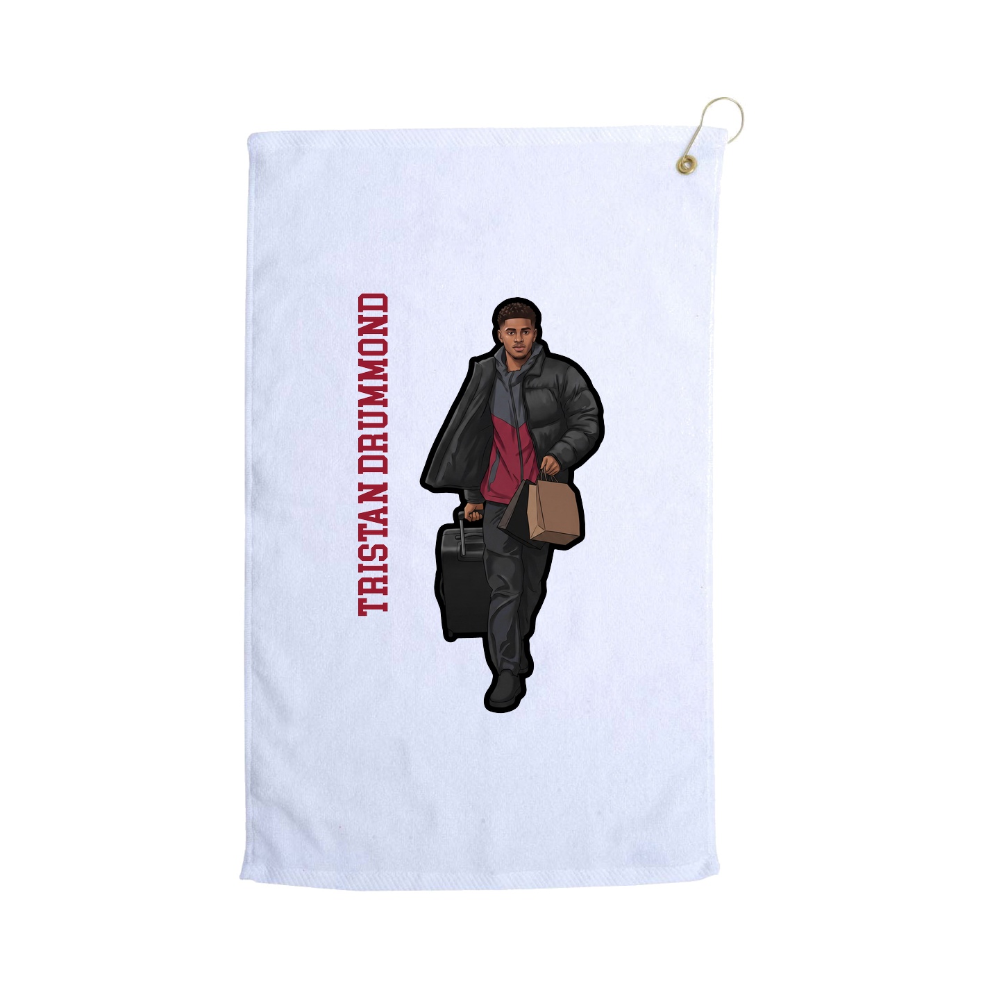 Golf Towel — Name Vertical in White