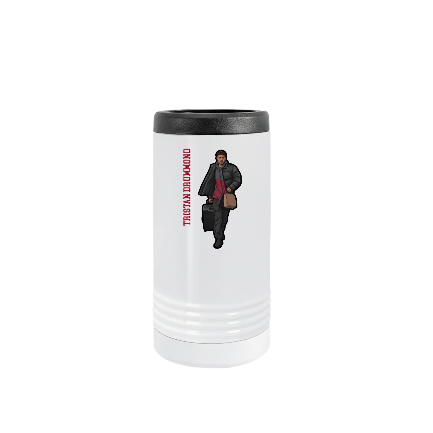 Slim Beverage Holder — Name Vertical in White