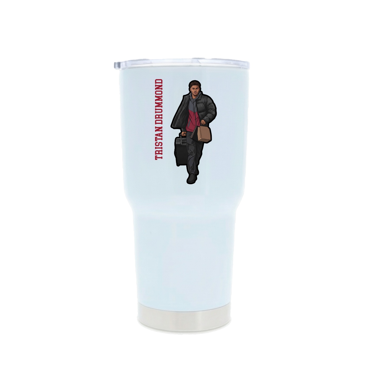 30oz Stainless Steel Tumbler — Name Vertical in White