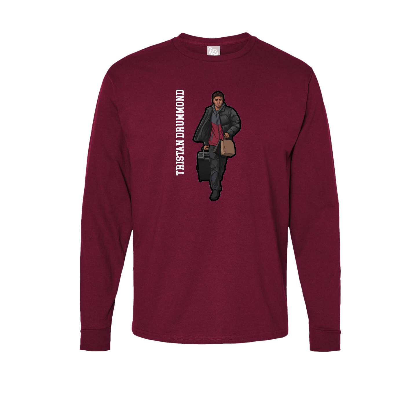 Long Sleeve Tee — Name Vertical in Cardinal