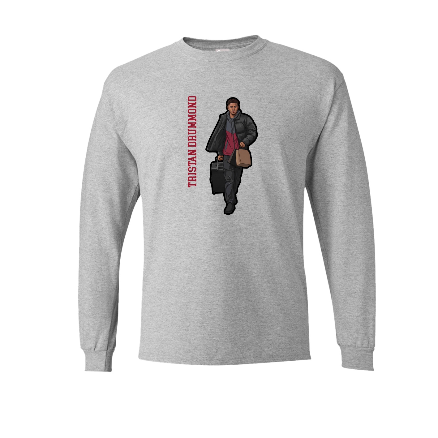 Long Sleeve Tee — Name Vertical in Grey