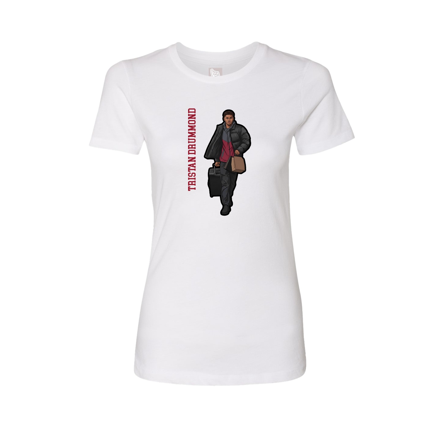 Womens Tee — Name Vertical in White