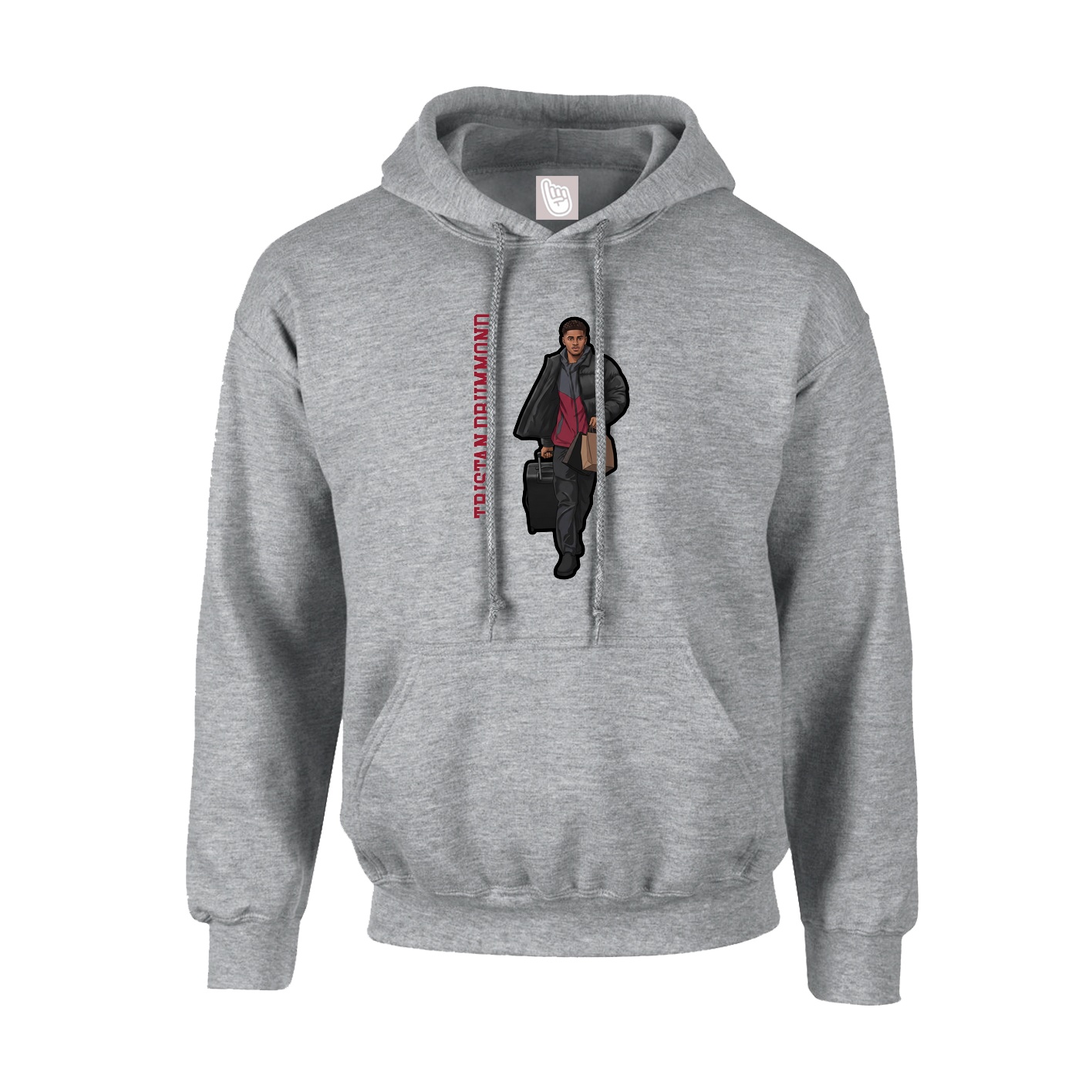 Youth Hoodie — Name Vertical in Grey