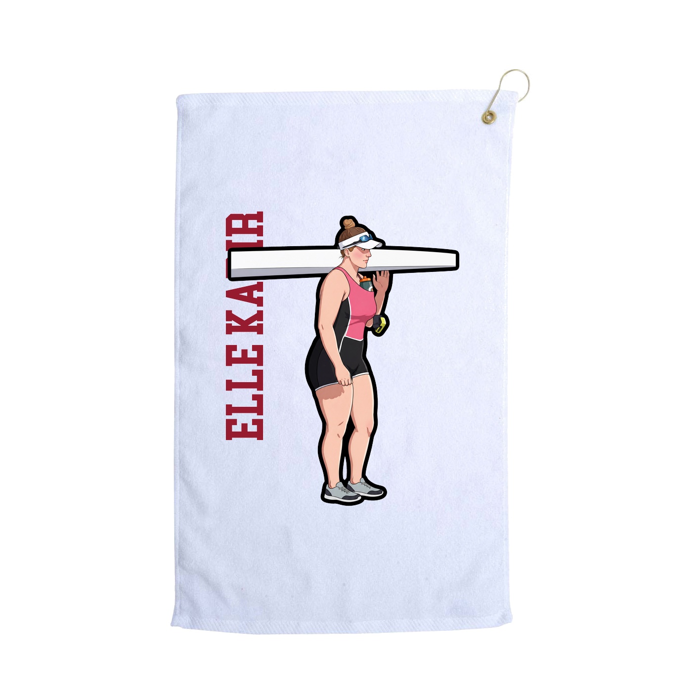 Golf Towel — Name Vertical in White