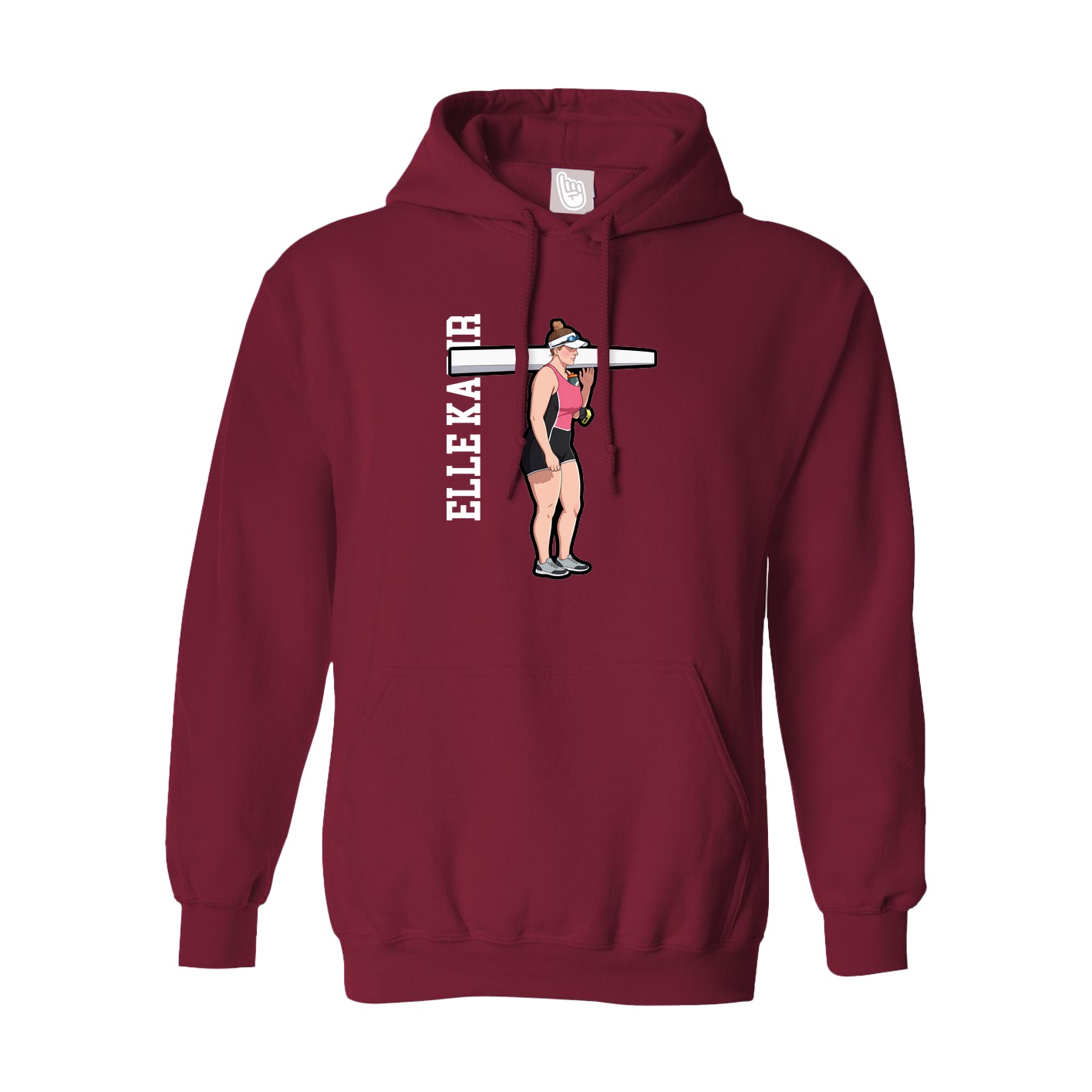 Hoodie — Name Vertical in Cardinal