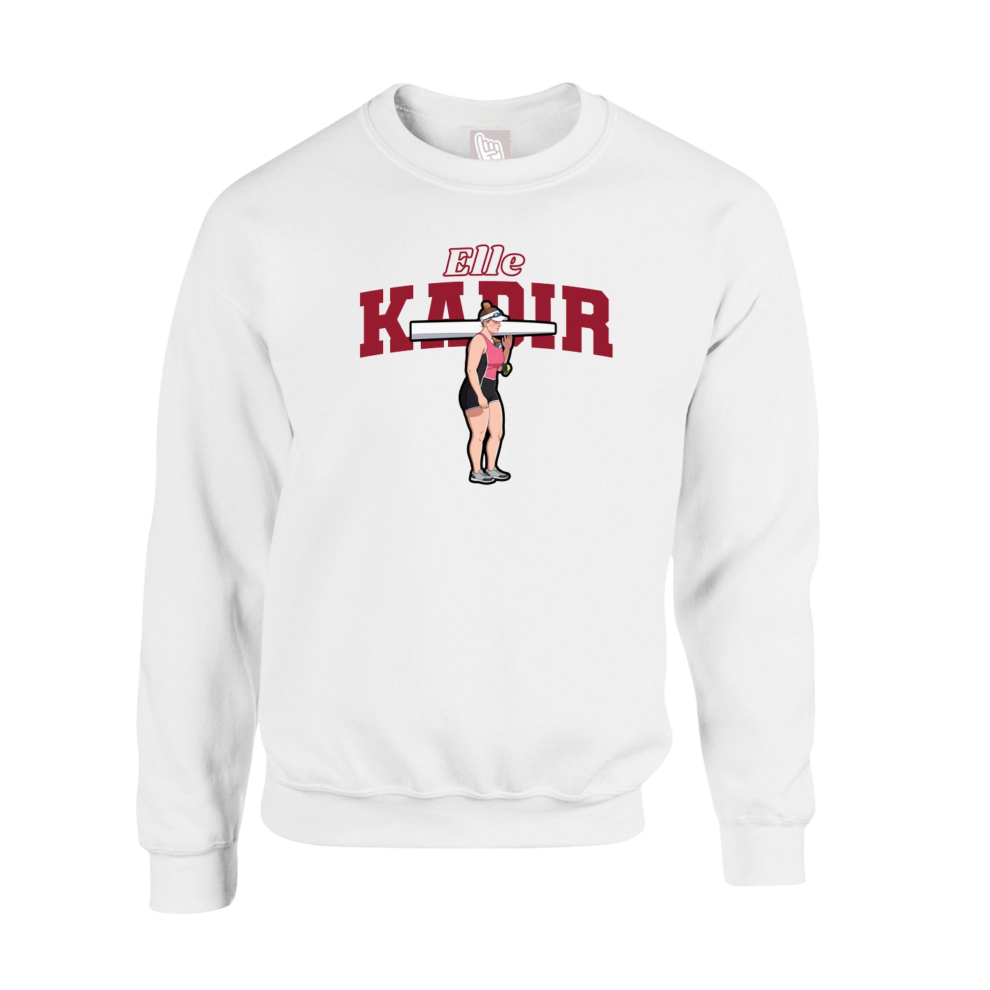 Fleece Crew — Name Arch in White