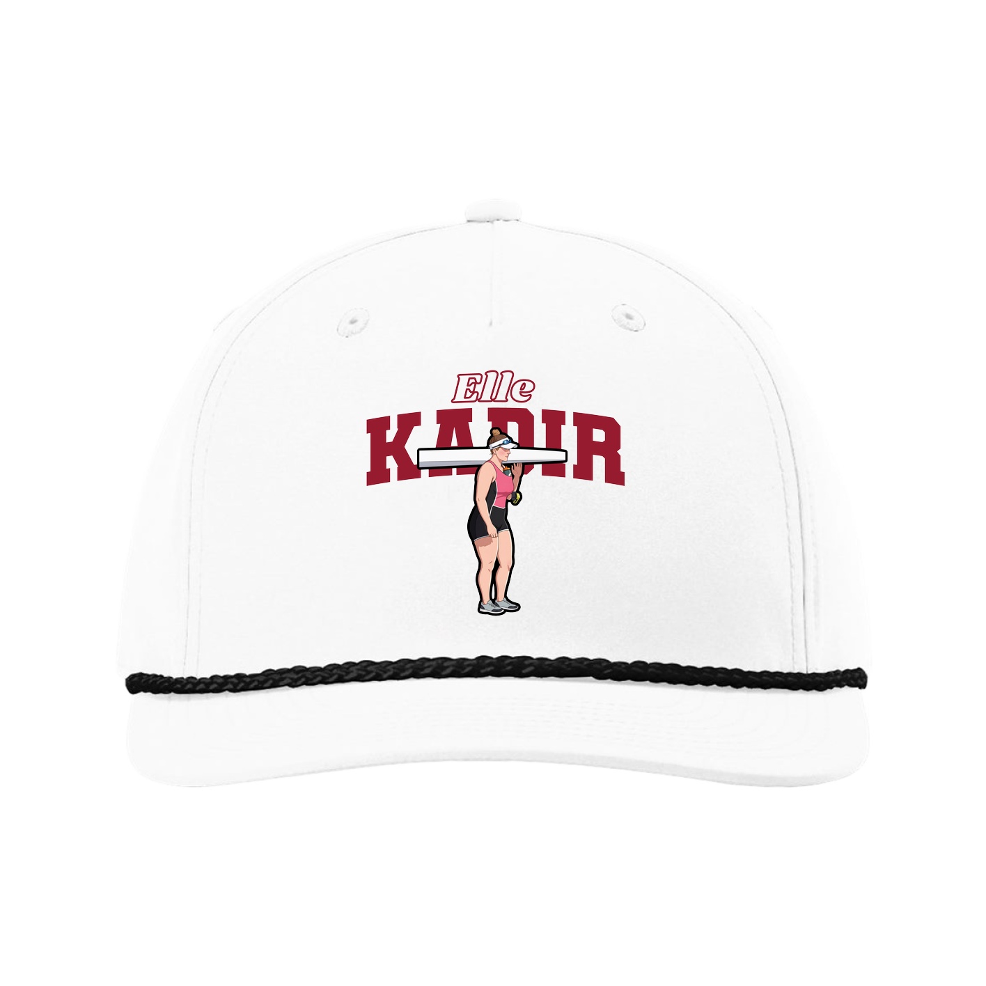 Five-Panel Classic Rope Cap — Name Arch in White