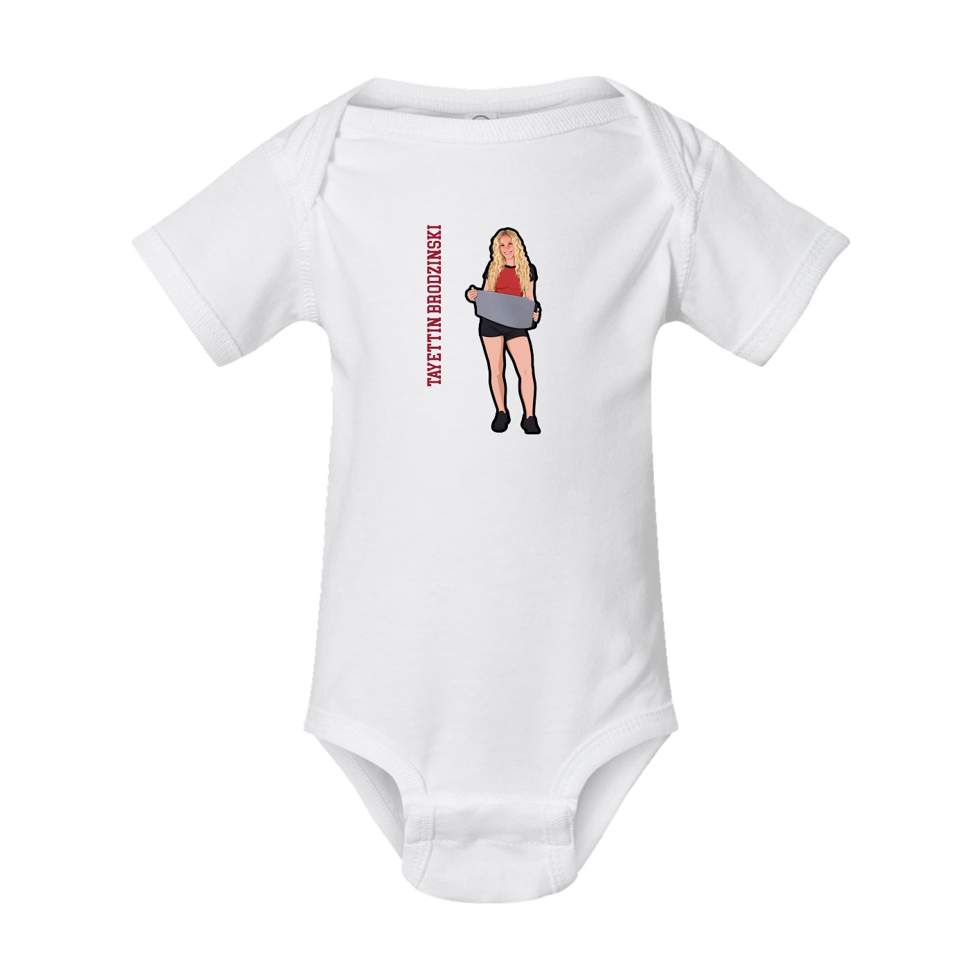 Baby Onesie — Name Vertical in White
