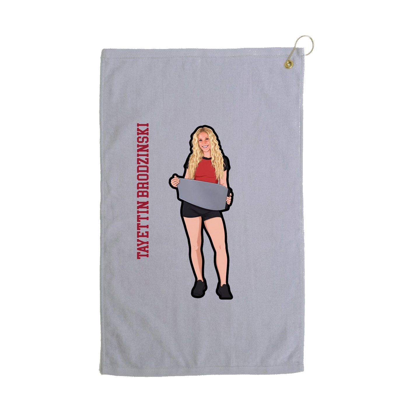 Golf Towel — Name Vertical in Grey