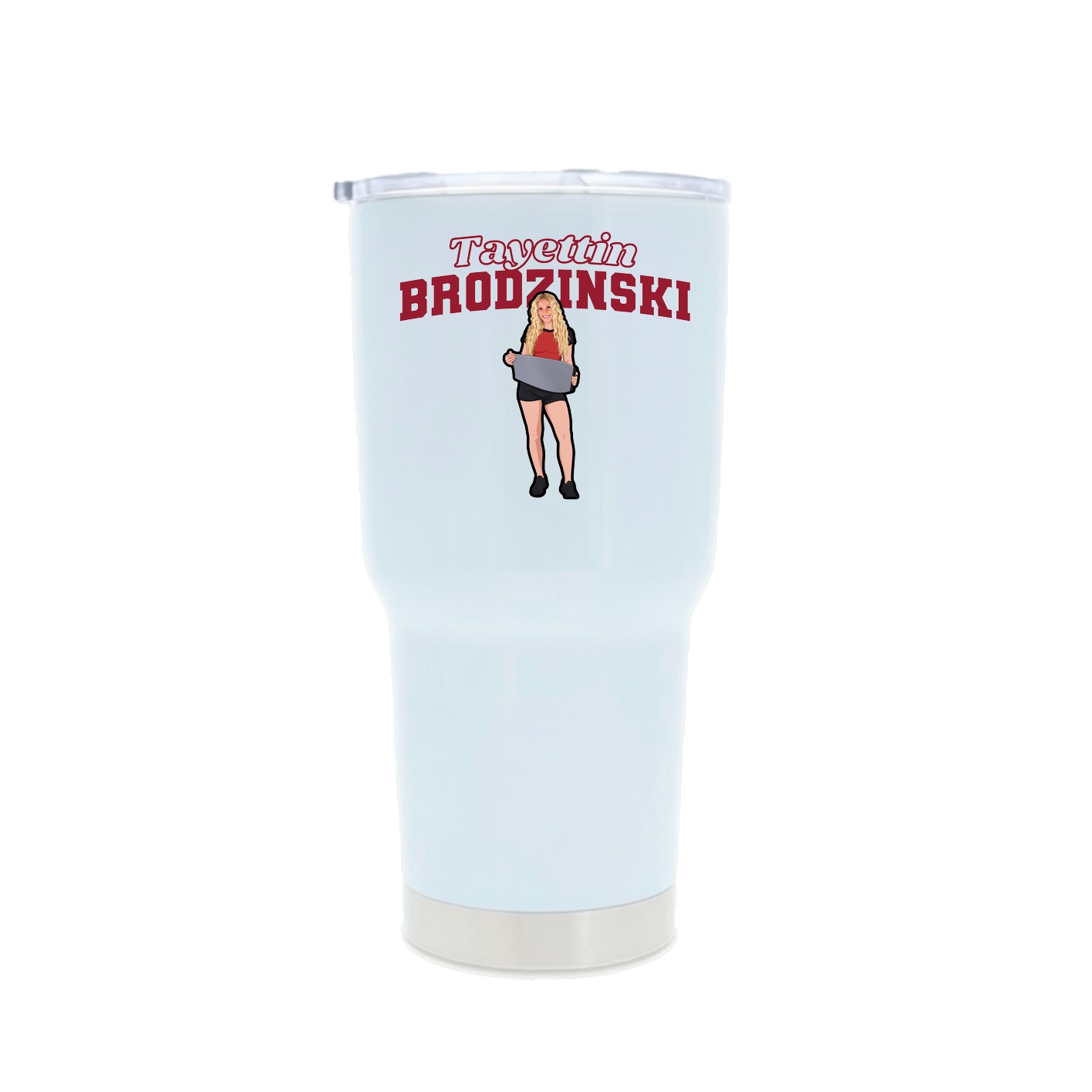 30oz Stainless Steel Tumbler — Name Arch in White