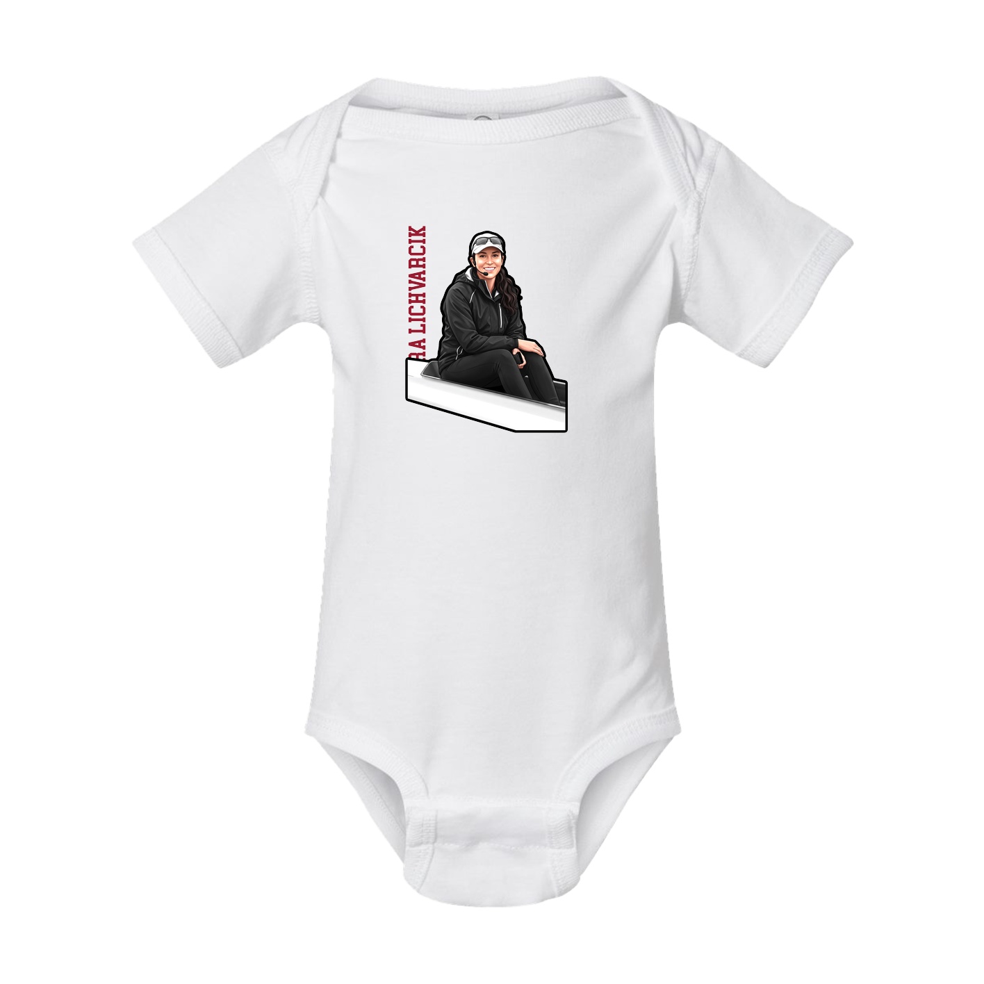 Baby Onesie — Name Vertical in White
