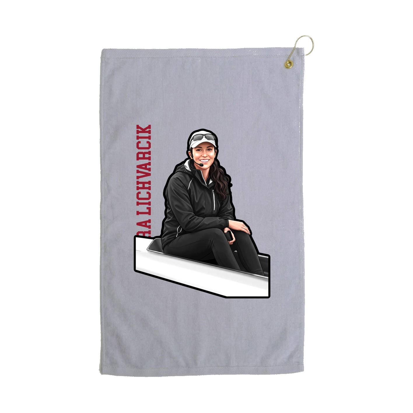 Golf Towel — Name Vertical in Grey