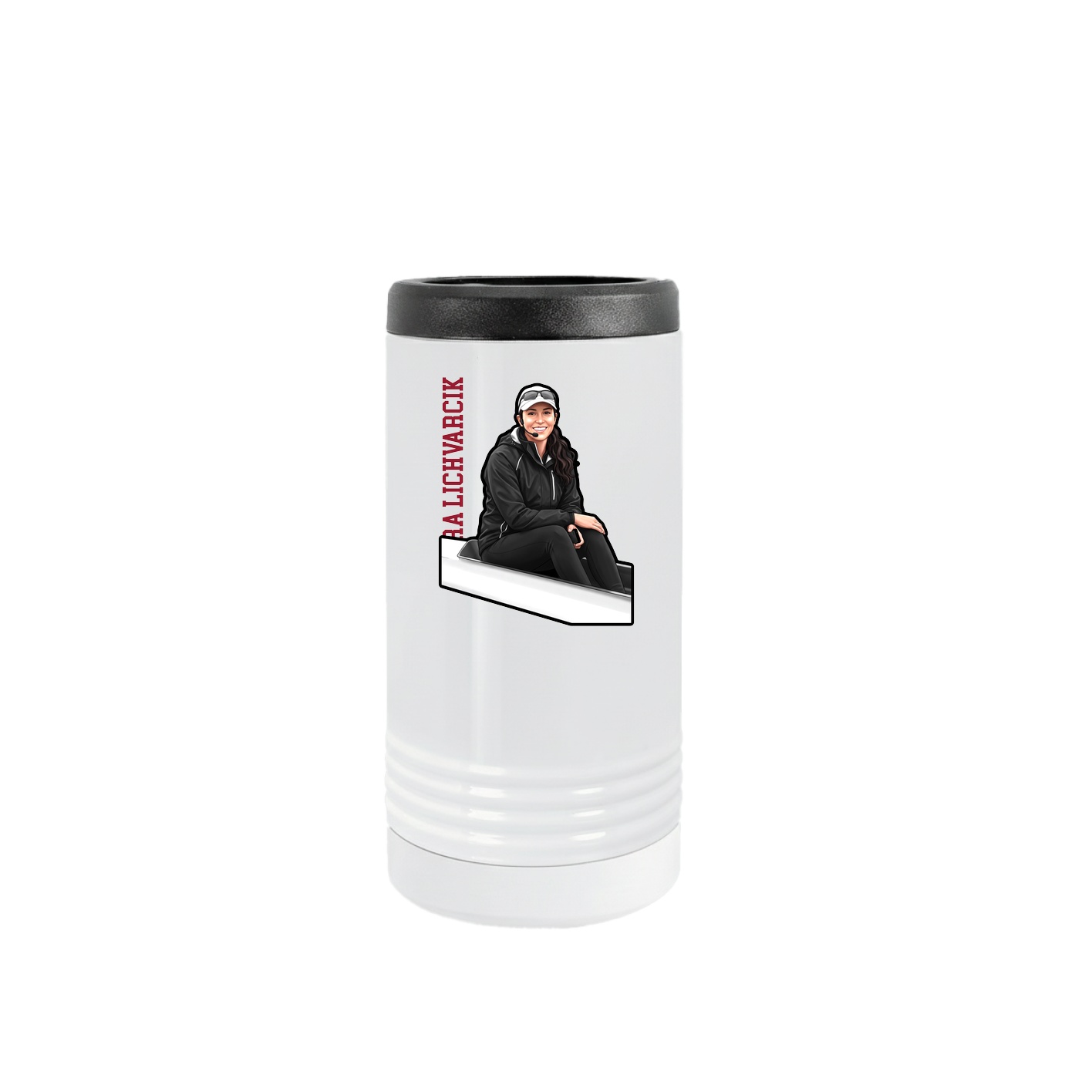 Slim Beverage Holder — Name Vertical in White