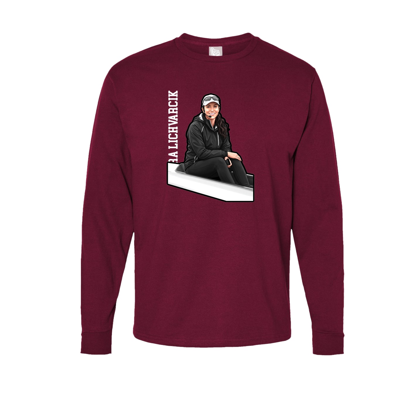 Long Sleeve Tee — Name Vertical in Cardinal