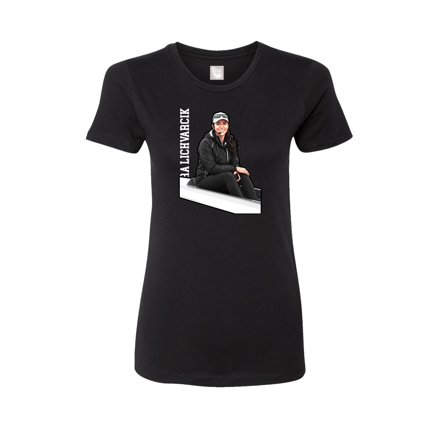 Fitted Women's Tee — Name Vertical in Black