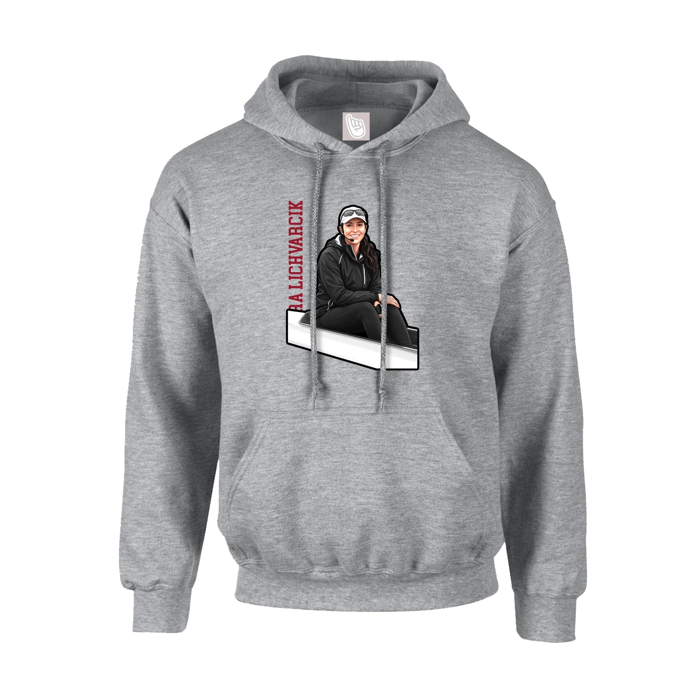 Hoodie — Name Vertical in Grey