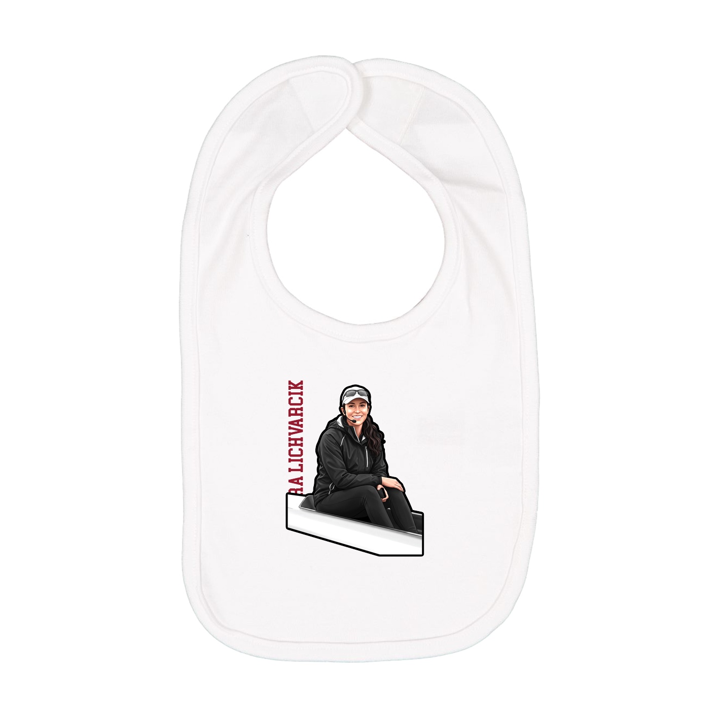 Infant Bib — Name Vertical in White
