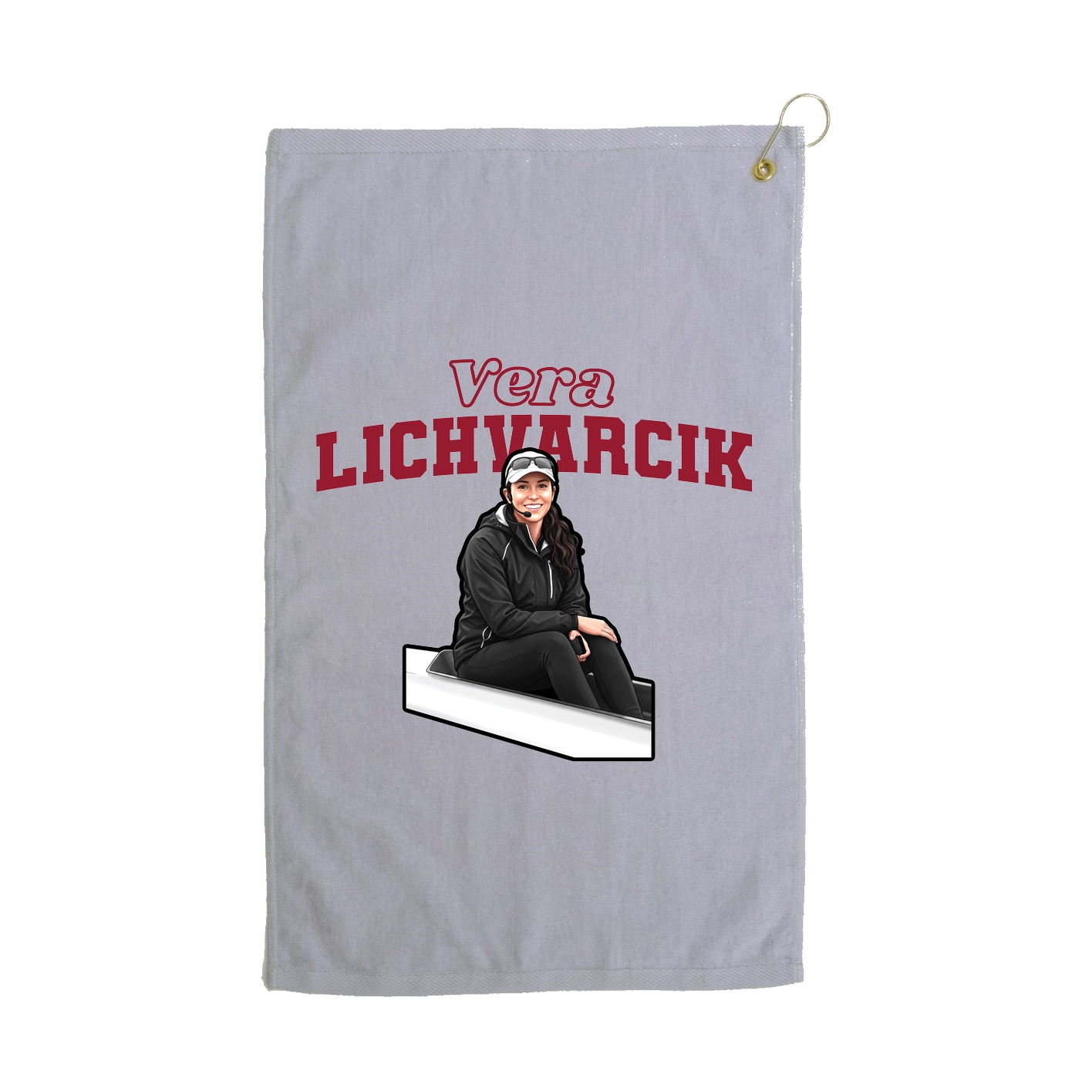 Golf Towel — Name Arch in Grey