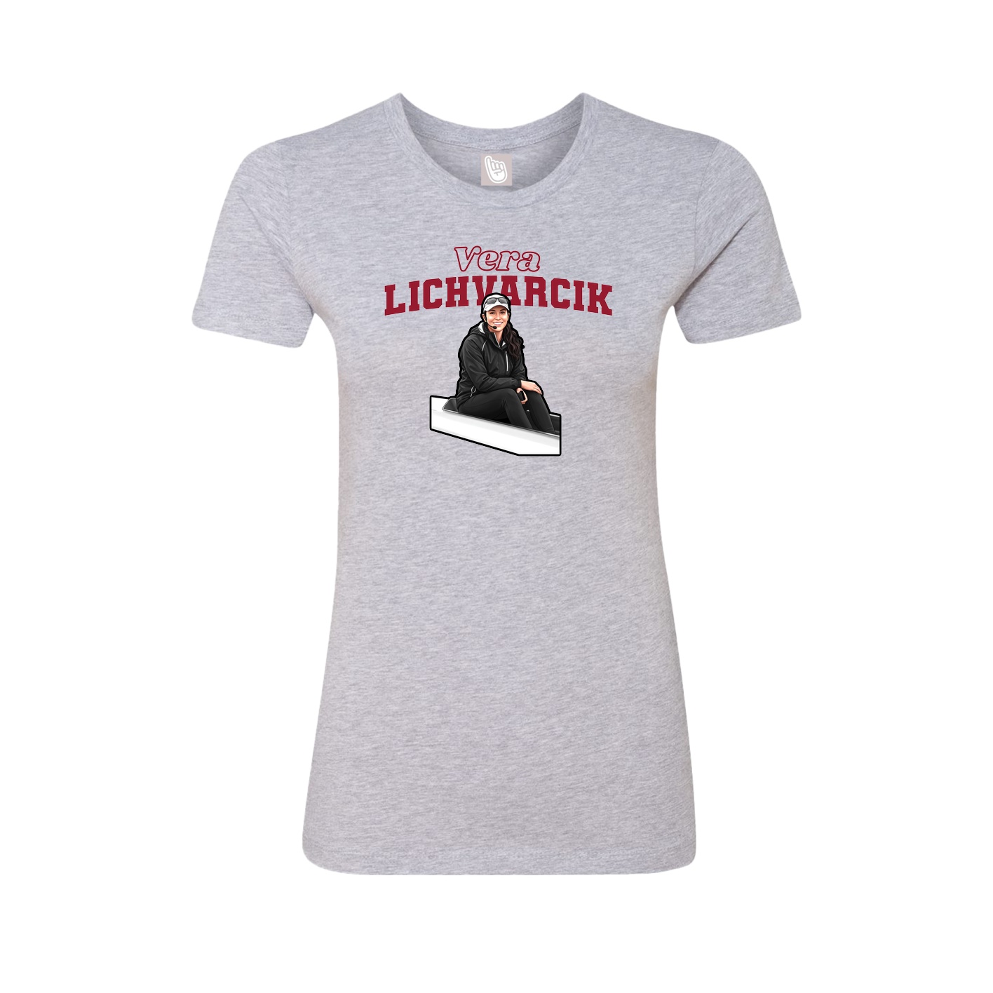 Fitted Women's Tee — Name Arch in Grey