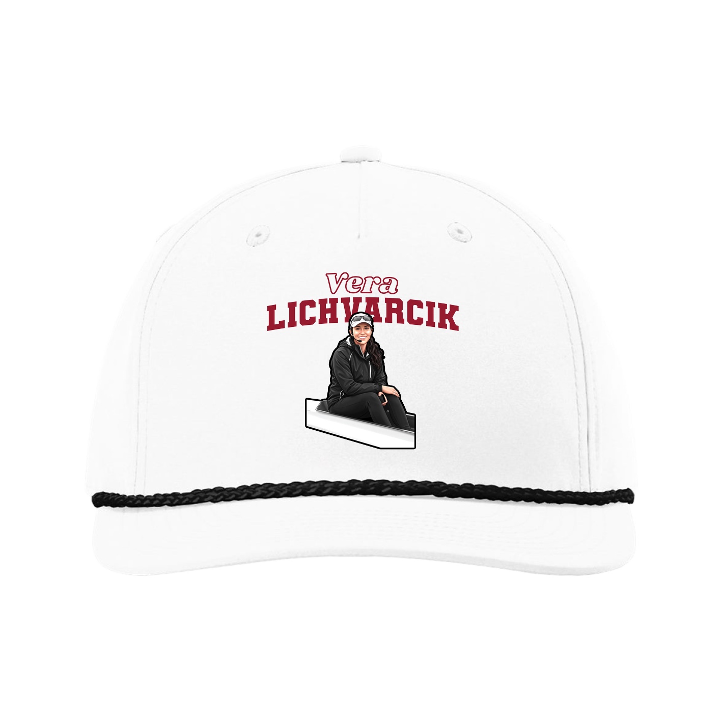 Five-Panel Classic Rope Cap — Name Arch in White