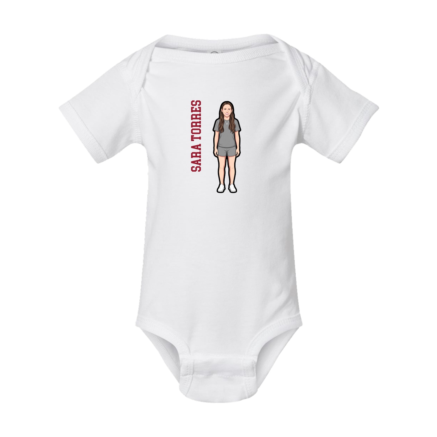 Baby Onesie — Name Vertical in White