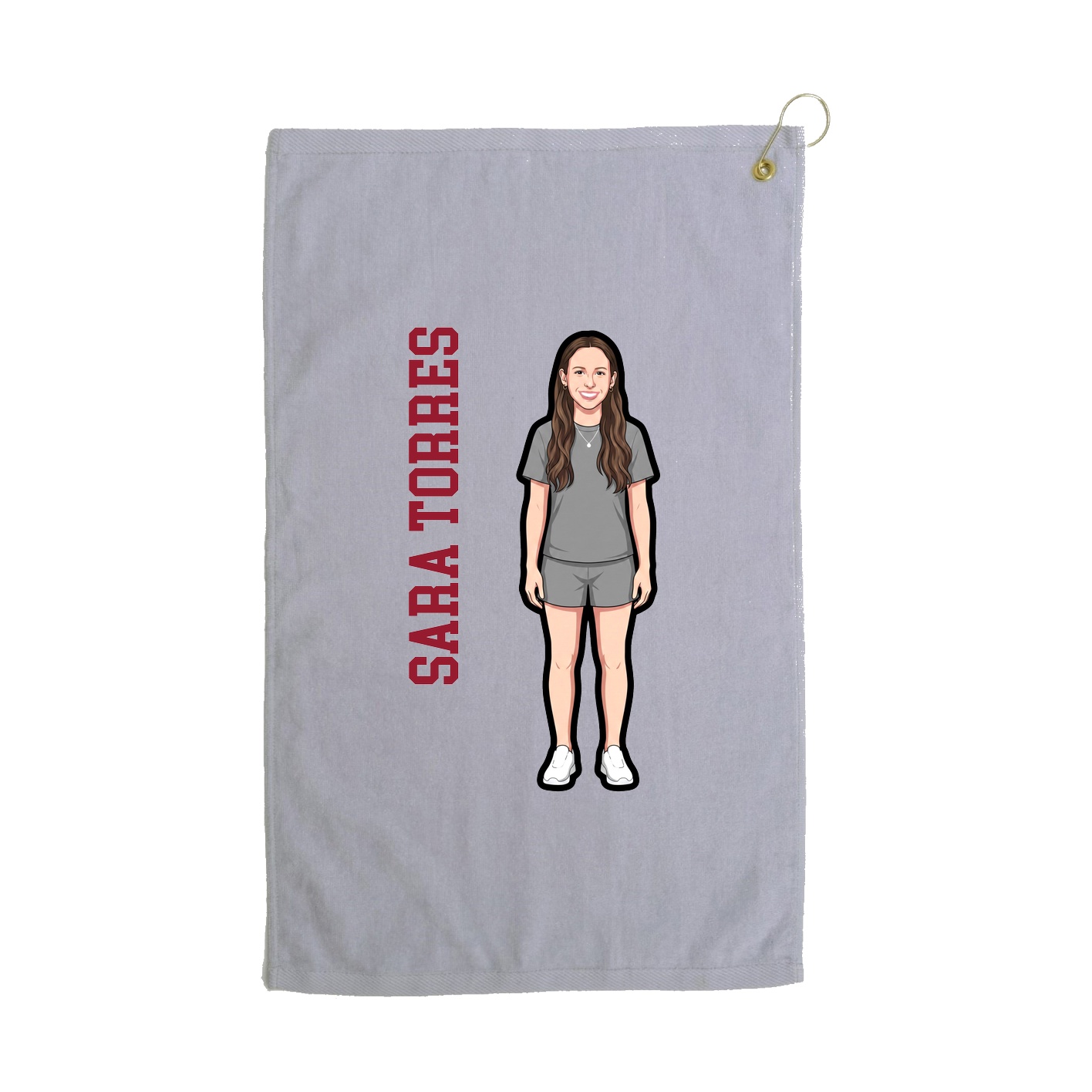 Golf Towel — Name Vertical in Grey