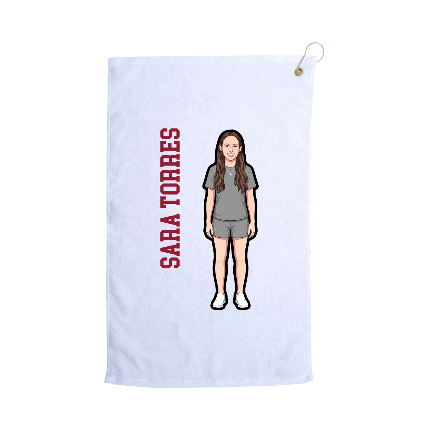 Golf Towel — Name Vertical in White