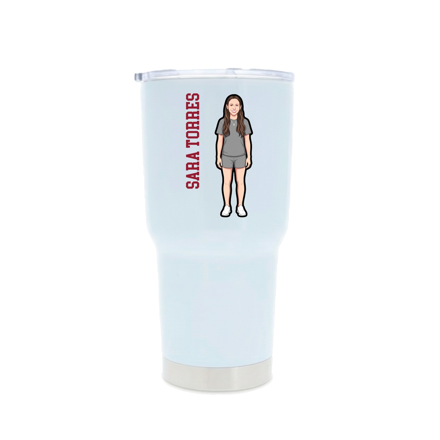 30oz Stainless Steel Tumbler — Name Vertical in White