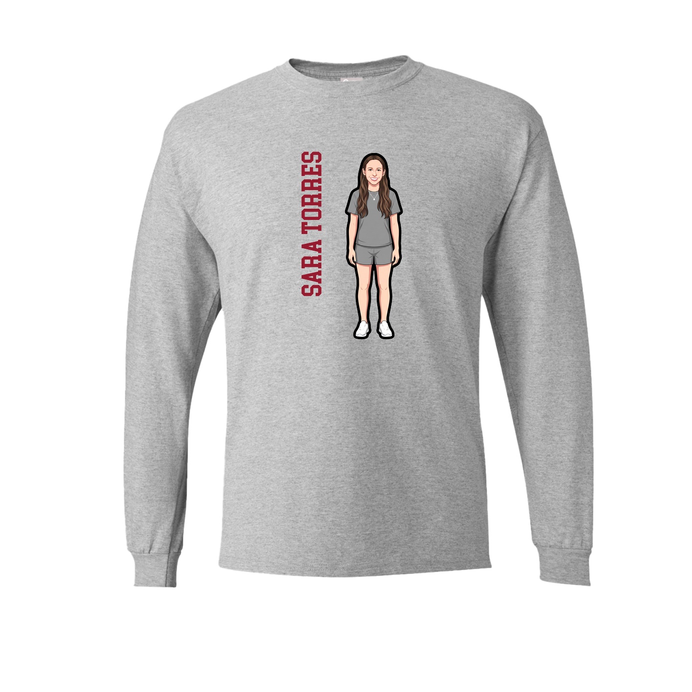 Long Sleeve Tee — Name Vertical in Grey