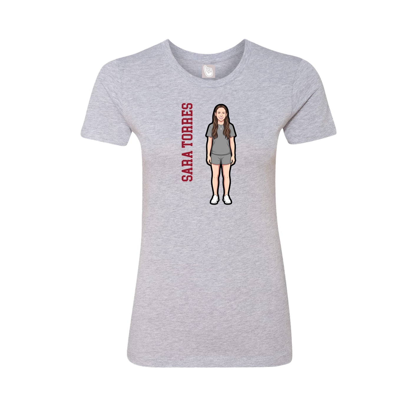 Womens Tee — Name Vertical in Grey