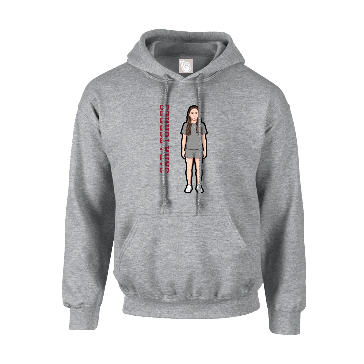 Youth Hoodie — Name Vertical in Grey
