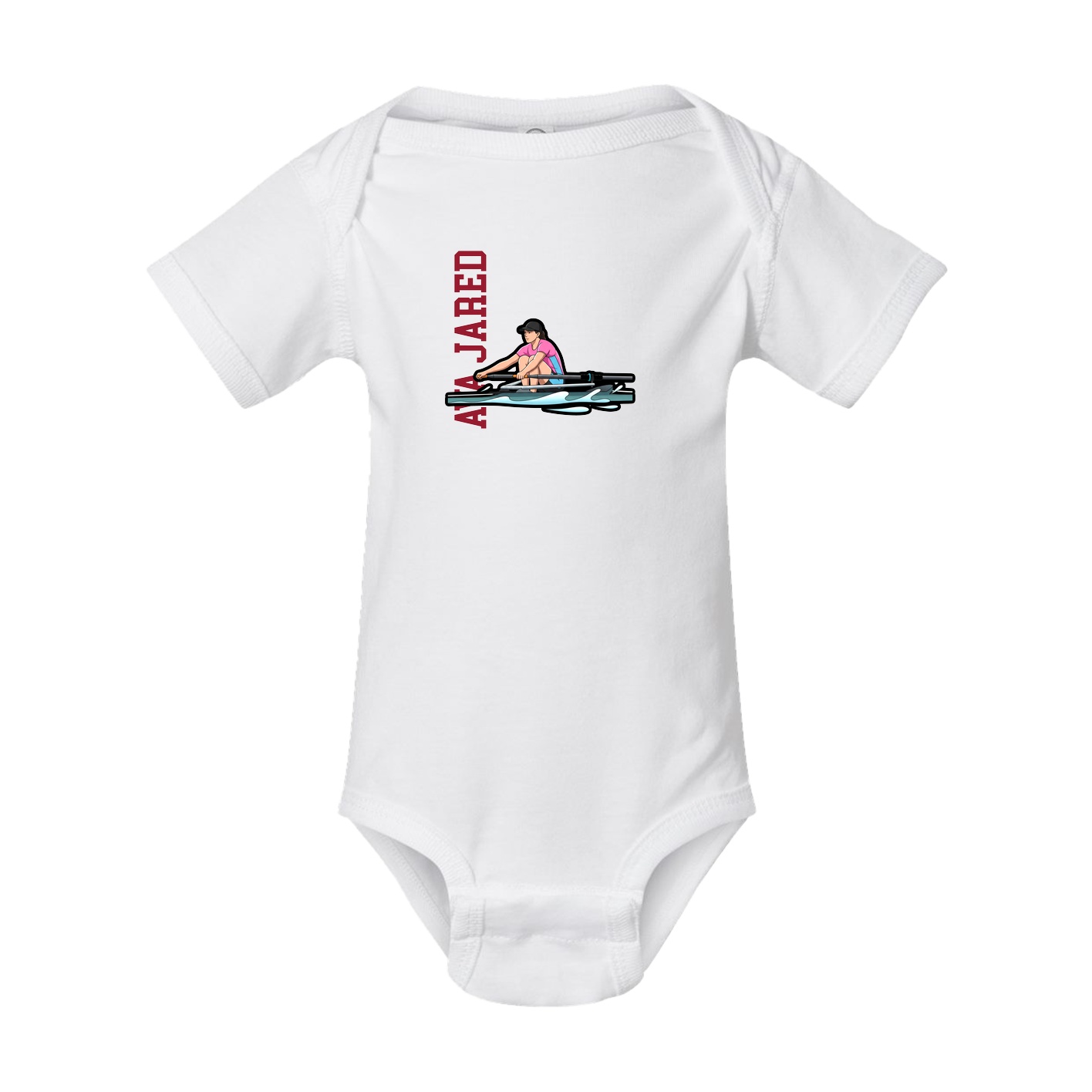 Baby Onesie — Name Vertical in White