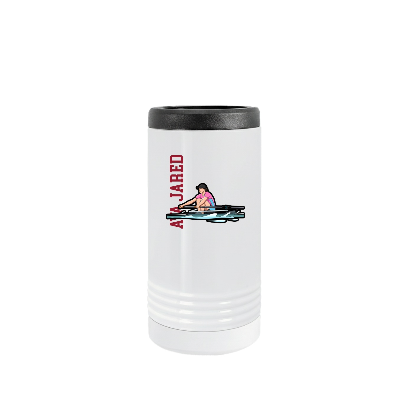 Slim Beverage Holder — Name Vertical in White