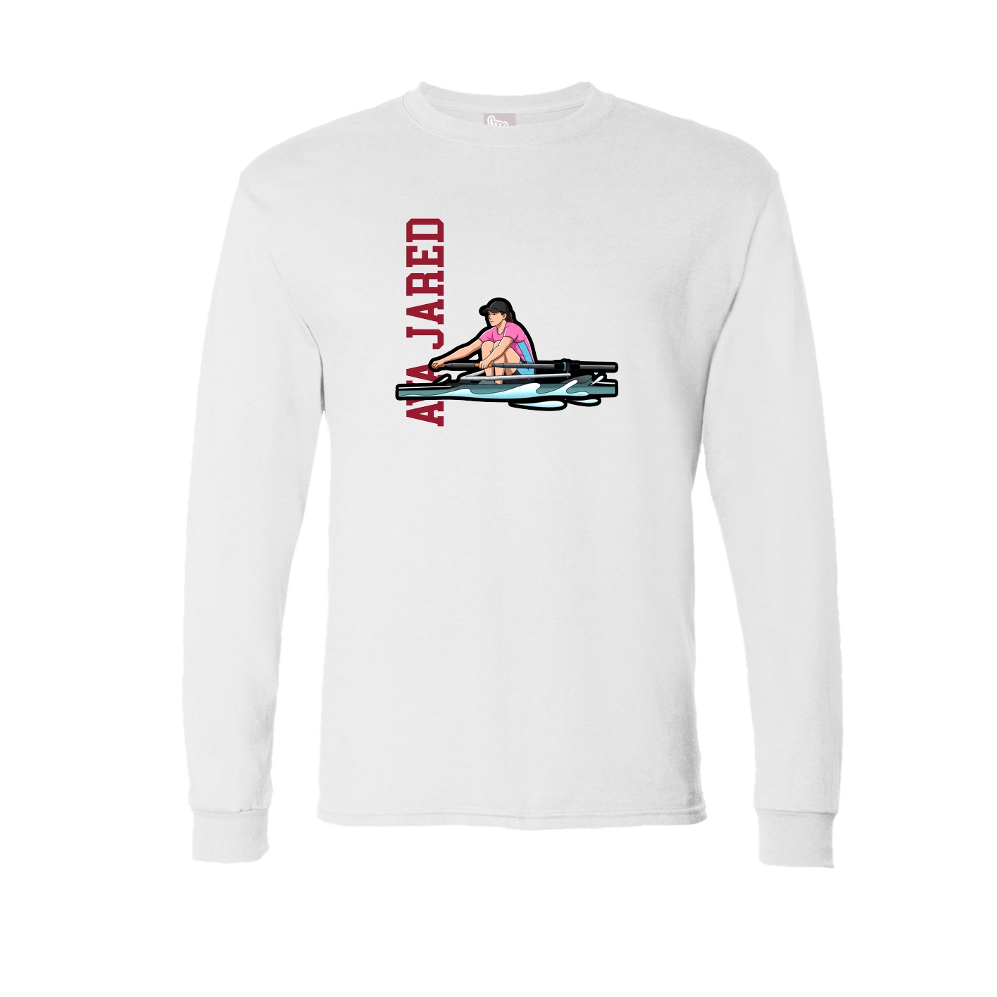 Long Sleeve Tee — Name Vertical in White