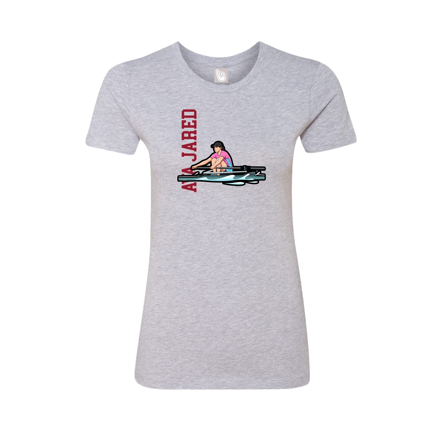 Fitted Women's Tee — Name Vertical in Grey