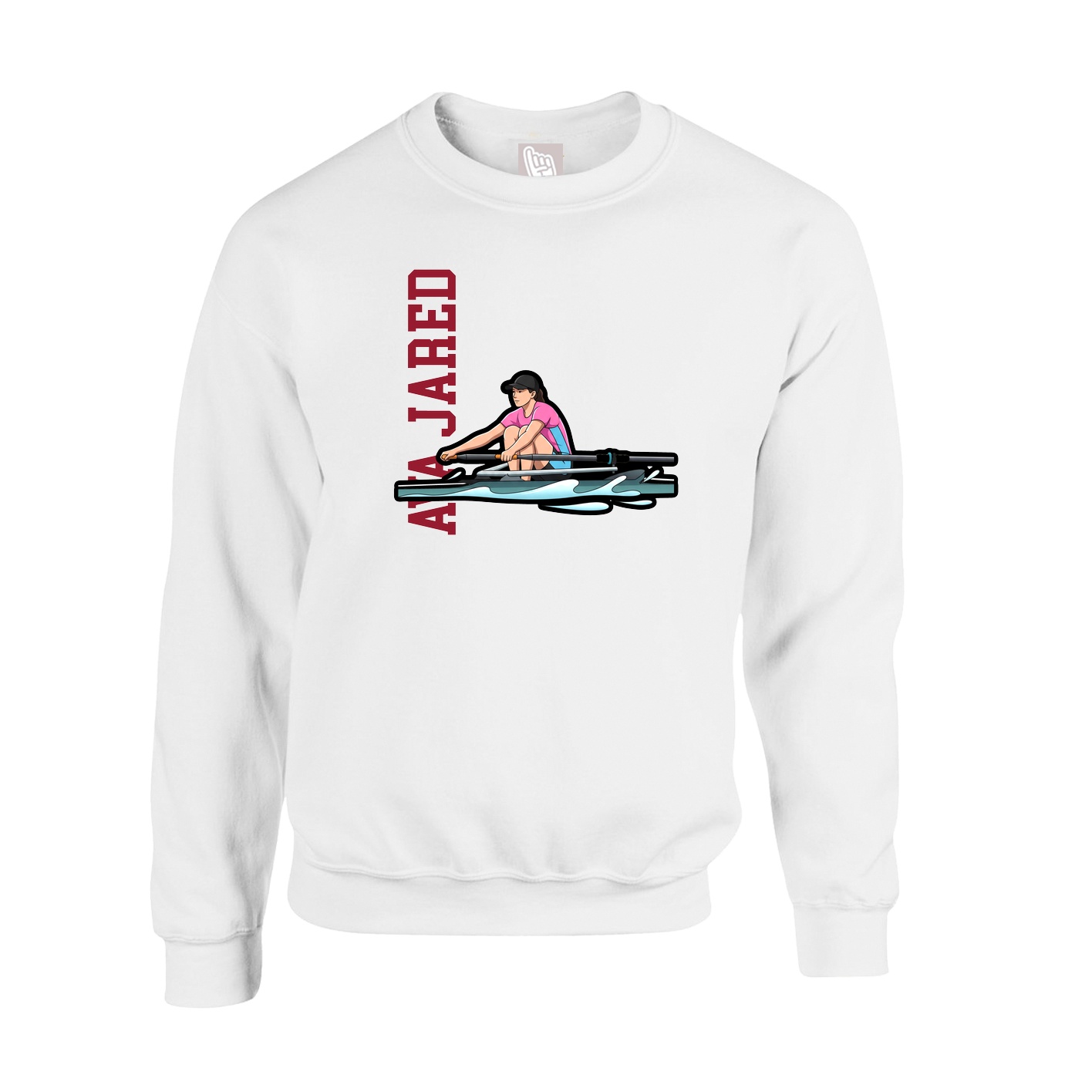 Fleece Crew — Name Vertical in White
