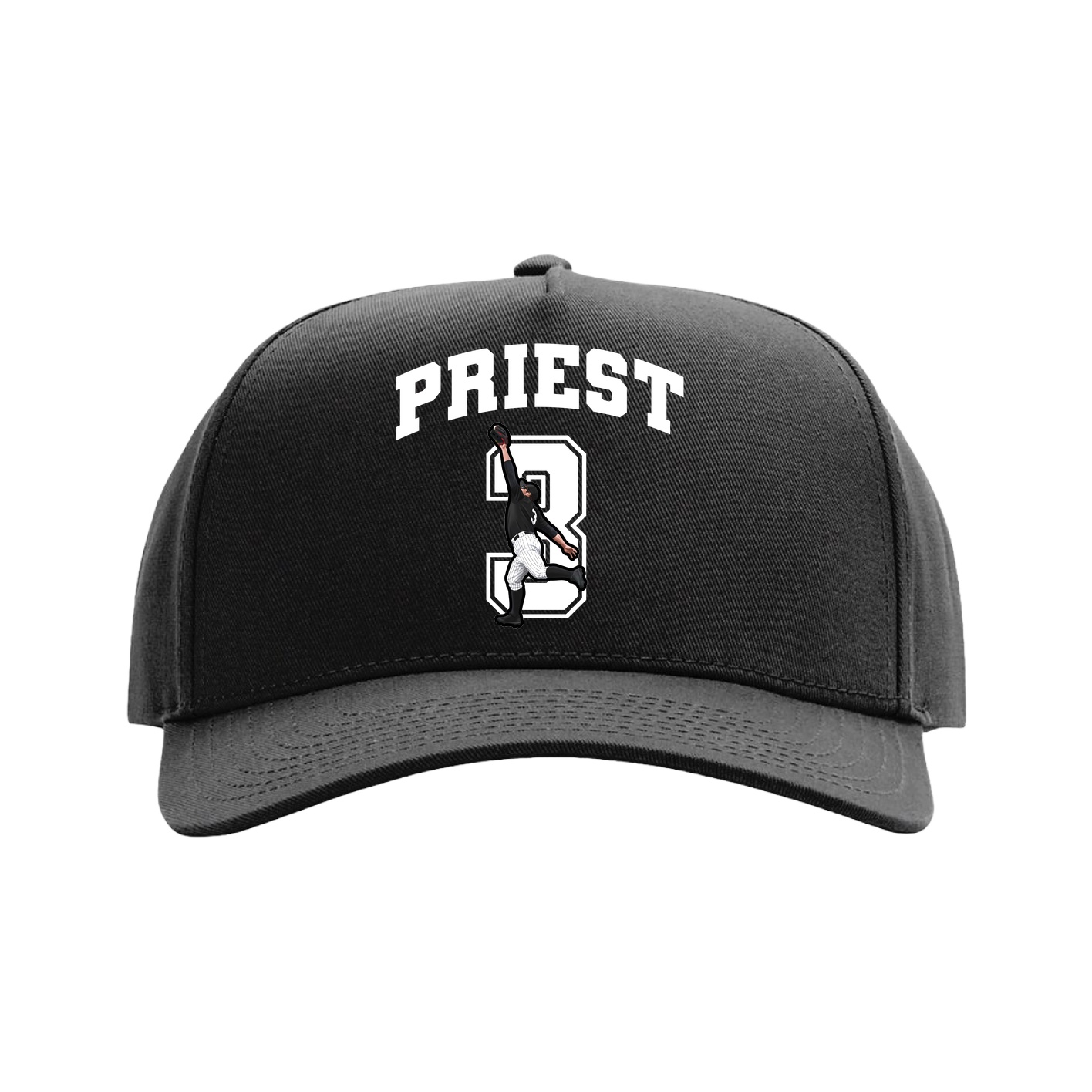 Full Fabric Five-Panel Champ Cap — Number in Black