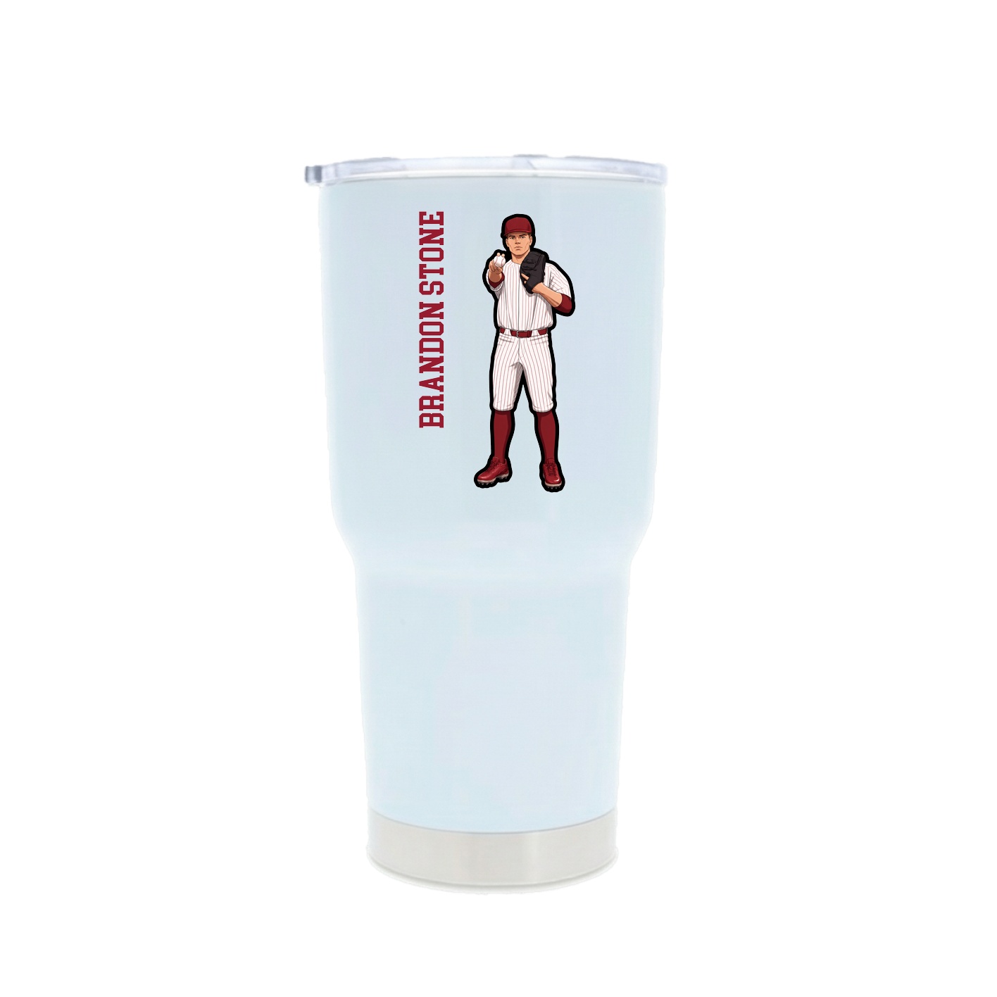 30oz Stainless Steel Tumbler — Name Vertical in White