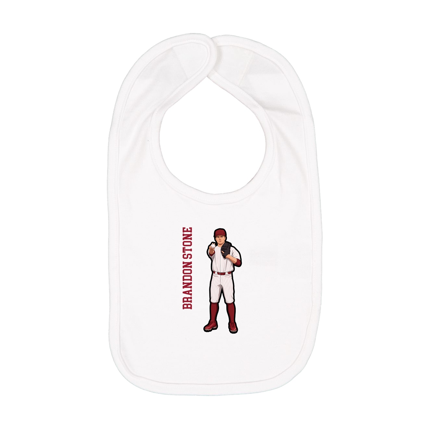 Infant Bib — Name Vertical in White