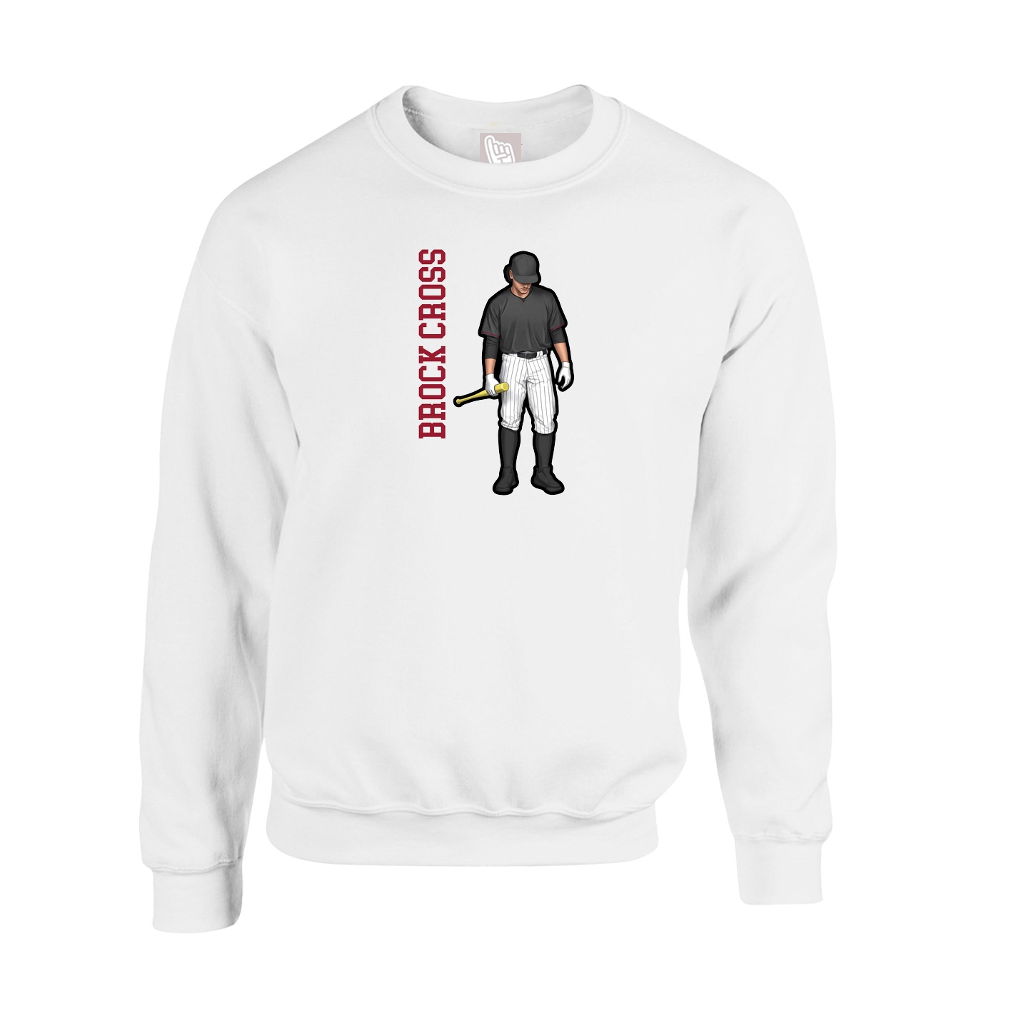 Fleece Crew — Name Vertical in White